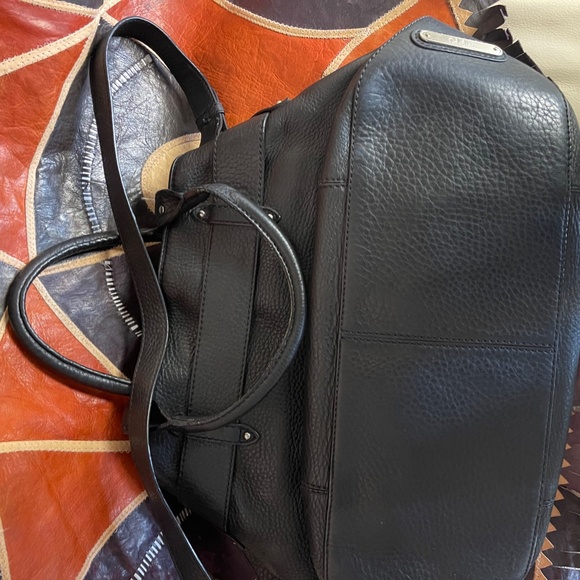 Cole Haan Large Black Pebbled Leather Saddle Bag - Picture 15 of 16